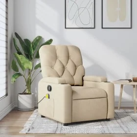 Sillón de masaje reclinable de tela crema de , Sillones - Ref: Foro24-372500, Precio: 224,66 €, Descuento: %