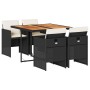 Set de muebles jardín 5 pzas con cojines ratán sintético negro en Conjuntos de jardín | Comprar online en Foru.es