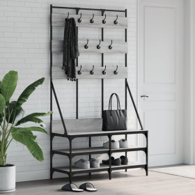 Perchero con zapatero gris Sonoma 100x40x184 cm de , Organizadores de vestidores y perchas de barra - Ref: Foro24-837860, Pre...