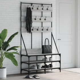 Perchero con zapatero gris Sonoma 100x40x184 cm de , Organizadores de vestidores y perchas de barra - Ref: Foro24-837860, Pre...