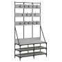 Perchero con zapatero gris Sonoma 100x40x184 cm de , Organizadores de vestidores y perchas de barra - Ref: Foro24-837860, Pre...