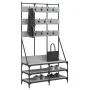 Perchero con zapatero gris Sonoma 100x40x184 cm de , Organizadores de vestidores y perchas de barra - Ref: Foro24-837860, Pre...