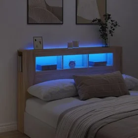 LED headboard engineered wood Sonoma oak 160x18.5x103.5 cm by , Headboards and footboards - Ref: Foro24-837353, Price: 75,33 ...