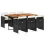 Set de comedor de jardín 7 pzas y cojines ratán sintético negro en Conjuntos de jardín | Comprar online en Foru.es