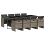 Set comedor jardín 9 pzas y cojines ratán sintético gris en Conjuntos de jardín | Comprar online en Foru.es