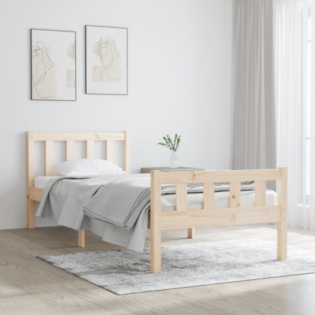 Estructura de cama madera maciza 75x190 cm de , Camas y somieres - Ref: Foro24-810639, Precio: 93,46 €, Descuento: %