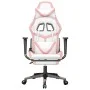 Silla gaming masaje y reposapiés cuero sintético blanco y rosa de , Sillones para videojuegos - Ref: Foro24-345442, Precio: 1...