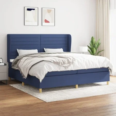 Box spring bed with blue fabric mattress 200x200 cm by , Beds and slatted bases - Ref: Foro24-3128635, Price: 666,07 €, Disco...