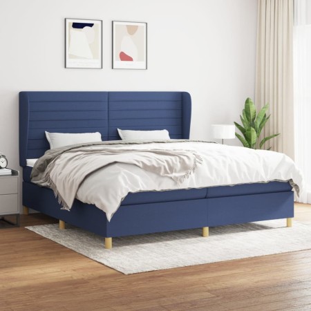 Cama box spring con colchón tela azul 200x200 cm de , Camas y somieres - Ref: Foro24-3128635, Precio: 675,54 €, Descuento: %
