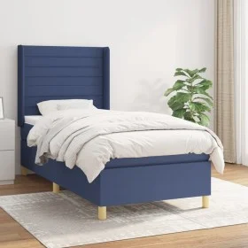 Cama box spring con colchón tela azul 100x200 cm de , Camas y somieres - Ref: Foro24-3132055, Precio: 351,95 €, Descuento: %
