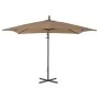 Sombrilla voladiza con palo de acero 250x250 cm gris topo de vidaXL, Sombrillas - Ref: Foro24-44880, Precio: 137,88 €, Descue...