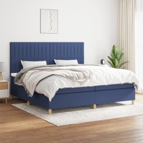Cama box spring con colchón tela azul 200x200 cm de , Camas y somieres - Ref: Foro24-3142527, Precio: 654,61 €, Descuento: %