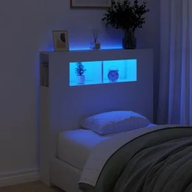 Kopfteil mit LED, weißem Holzwerkstoff, 100 x 18,5 x 103,5 cm von , Kopf- und Fußteile - Ref: Foro24-837330, Preis: 72,36 €, ...