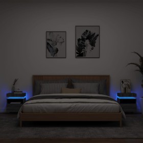 Mesitas de noche con luces LED 2 uds gris Sonoma 40x39x48,5 cm de , Mesitas de noche - Ref: Foro24-836795, Precio: 94,91 €, D...