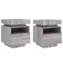 Mesitas de noche con luces LED 2 uds gris Sonoma 40x39x48,5 cm de , Mesitas de noche - Ref: Foro24-836795, Precio: 94,91 €, D...