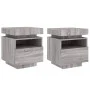 Mesitas de noche con luces LED 2 uds gris Sonoma 40x39x48,5 cm de , Mesitas de noche - Ref: Foro24-836795, Precio: 97,21 €, D...