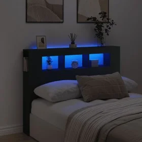 Cabecero con LED madera de ingeniería negro 140x18,5x103,5 cm de , Cabeceros y pies de cama - Ref: Foro24-837345, Precio: 84,...