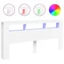 Cabecero con LED madera de ingeniería blanco 220x18,5x103,5 cm de , Cabeceros y pies de cama - Ref: Foro24-837372, Precio: 96...
