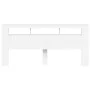 Cabecero con LED madera de ingeniería blanco 220x18,5x103,5 cm de , Cabeceros y pies de cama - Ref: Foro24-837372, Precio: 96...