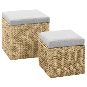 Conjunto de otomanas 2 piezas hierba marina gris de vidaXL, Otomanas - Ref: Foro24-246109, Precio: 96,36 €, Descuento: %