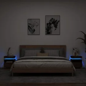 Mesitas de noche con luces LED 2 uds marrón roble 40x39x48,5cm by , Nightstands - Ref: Foro24-836797, Price: 122,15 €, Discou...
