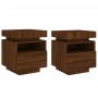 Mesitas de noche con luces LED 2 uds marrón roble 40x39x48,5cm de , Mesitas de noche - Ref: Foro24-836797, Precio: 126,23 €, ...