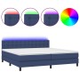 Cama box spring colchón y luces LED tela azul 200x200 cm de , Camas y somieres - Ref: Foro24-3133507, Precio: 595,01 €, Descu...