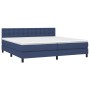 Cama box spring colchón y luces LED tela azul 200x200 cm de , Camas y somieres - Ref: Foro24-3133507, Precio: 595,01 €, Descu...