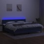 Cama box spring colchón y luces LED tela azul 200x200 cm de , Camas y somieres - Ref: Foro24-3133507, Precio: 595,01 €, Descu...