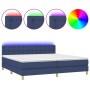 Cama box spring con colchón y LED tela azul 200x200 cm de , Camas y somieres - Ref: Foro24-3134067, Precio: 607,25 €, Descuen...