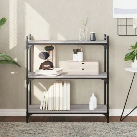 Librería 3 estantes madera ingeniería gris Sonoma 80x30x86 cm de , Librerías y estanterías - Ref: Foro24-837670, Precio: 48,0...