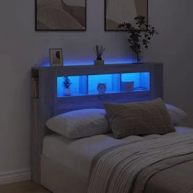 Sonoma gray engineered wood LED headboard 140x18.5x103.5 cm by , Headboards and footboards - Ref: Foro24-837349, Price: 83,07...