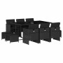 Set de comedor jardín 11 pzas con cojines ratán sintético negro en Conjuntos de jardín | Comprar online en Foru.es