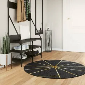 Alfombra lavable antideslizante negro y dorado Ø 120 cm de , Alfombras - Ref: Foro24-136620, Precio: 32,17 €, Descuento: %