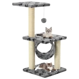 Rascador para gatos con poste de sisal 65 cm huellas gris de vidaXL, Mobiliario para gatos - Ref: Foro24-170547, Precio: 42,2...