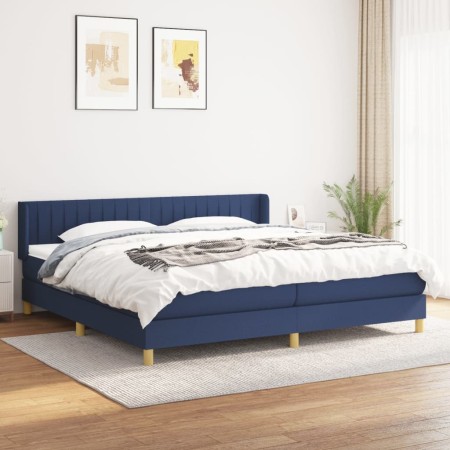 Cama box spring con colchón tela azul 200x200 cm de , Camas y somieres - Ref: Foro24-3130463, Precio: 618,14 €, Descuento: %