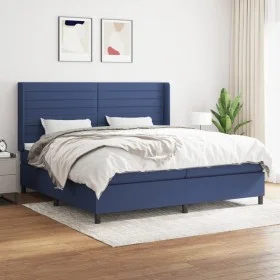 Cama box spring con colchón tela azul 200x200 cm de , Camas y somieres - Ref: Foro24-3131543, Precio: 688,21 €, Descuento: %