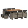 Set de comedor de jardín 11 pzas y cojines ratán sintético gris en Conjuntos de jardín | Comprar online en Foru.es