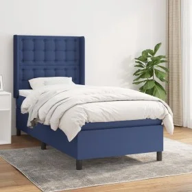 Cama box spring con colchón tela azul 100x200 cm de , Camas y somieres - Ref: Foro24-3131735, Precio: 372,76 €, Descuento: %
