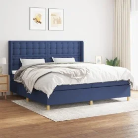 Cama box spring con colchón tela azul 200x200 cm de , Camas y somieres - Ref: Foro24-3132343, Precio: 653,07 €, Descuento: %