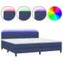 Cama box spring colchón y luces LED tela azul 200x200 cm de , Camas y somieres - Ref: Foro24-3133347, Precio: 592,48 €, Descu...