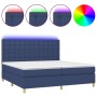 Cama box spring colchón y luces LED tela azul 200x200 cm de , Camas y somieres - Ref: Foro24-3135787, Precio: 668,68 €, Descu...
