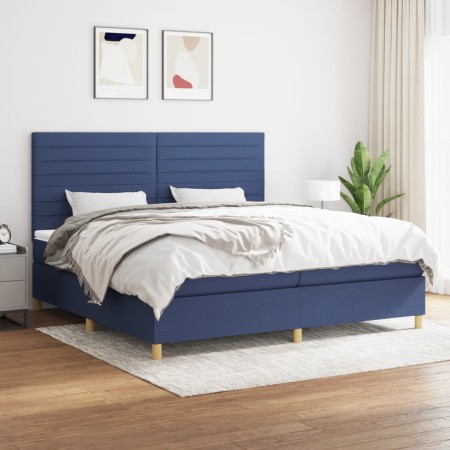 Cama box spring con colchón tela azul 200x200 cm de , Camas y somieres - Ref: Foro24-3142447, Precio: 652,63 €, Descuento: %