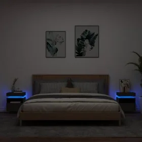 Bedside tables with LED lights 2 units black 40x39x48.5 cm by , Nightstands - Ref: Foro24-836787, Price: 95,58 €, Discount: %