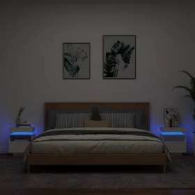 Mesitas de noche con luces LED 2 unidades blanco 40x39x48,5 cm de , Mesitas de noche - Ref: Foro24-836785, Precio: 97,11 €, D...