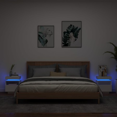 Mesitas de noche con luces LED 2 unidades blanco 40x39x48,5 cm de , Mesitas de noche - Ref: Foro24-836785, Precio: 100,56 €, ...