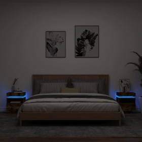 Mesitas de noche con luces LED 2 uds roble ahumado 40x39x48,5cm de , Mesitas de noche - Ref: Foro24-836793, Precio: 86,25 €, ...