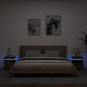 Mesitas de noche con luces LED 2 uds roble ahumado 40x39x48,5cm de , Mesitas de noche - Ref: Foro24-836793, Precio: 88,57 €, ...
