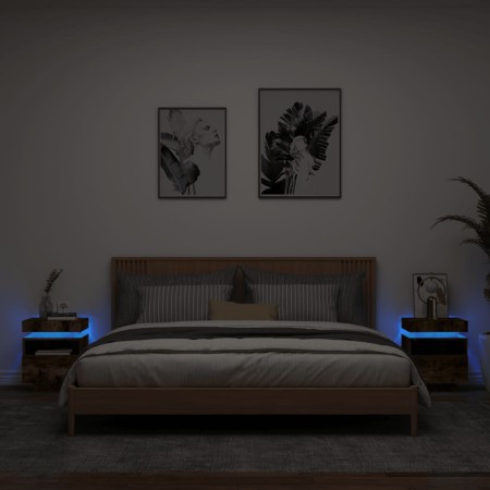 Mesitas de noche con luces LED 2 uds roble ahumado 40x39x48,5cm de , Mesitas de noche - Ref: Foro24-836793, Precio: 86,25 €, ...