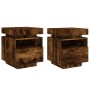 Mesitas de noche con luces LED 2 uds roble ahumado 40x39x48,5cm de , Mesitas de noche - Ref: Foro24-836793, Precio: 86,25 €, ...